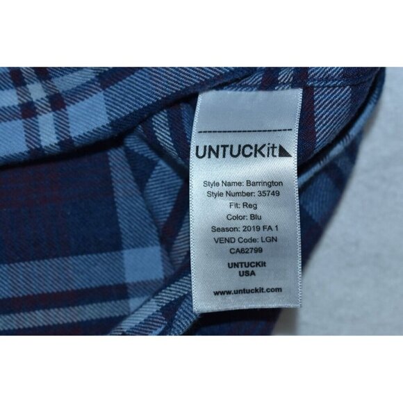 UNTUCKit Barrington Men's Shirt Size XL Blue/Red Plaid Flannel Button Down - Picture 8 of 11